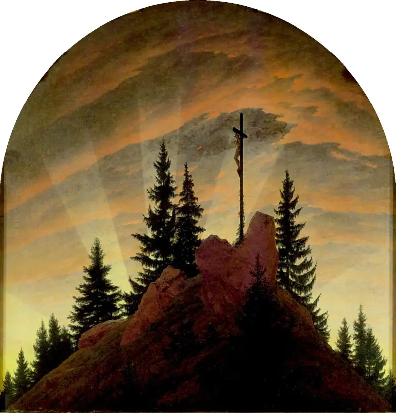 Cross in the Mountains - Tree Painting